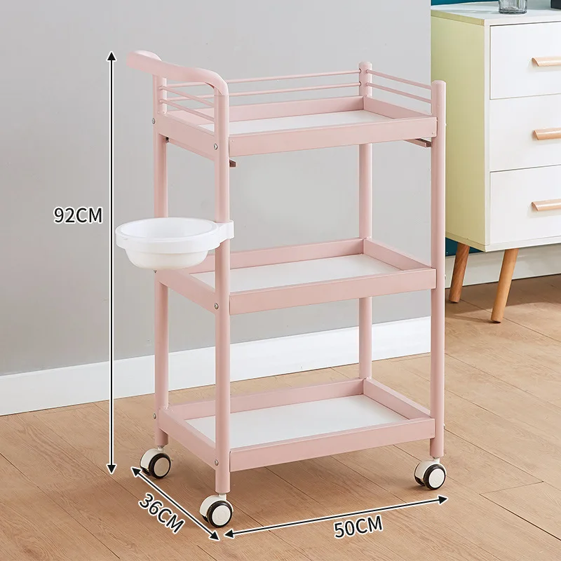 Movable Carbon Steel Beauty Equipment Cart Hair Salon Storage Organizer Salon Trolley Cart Rolling Cart Tool Cart Hair Salon