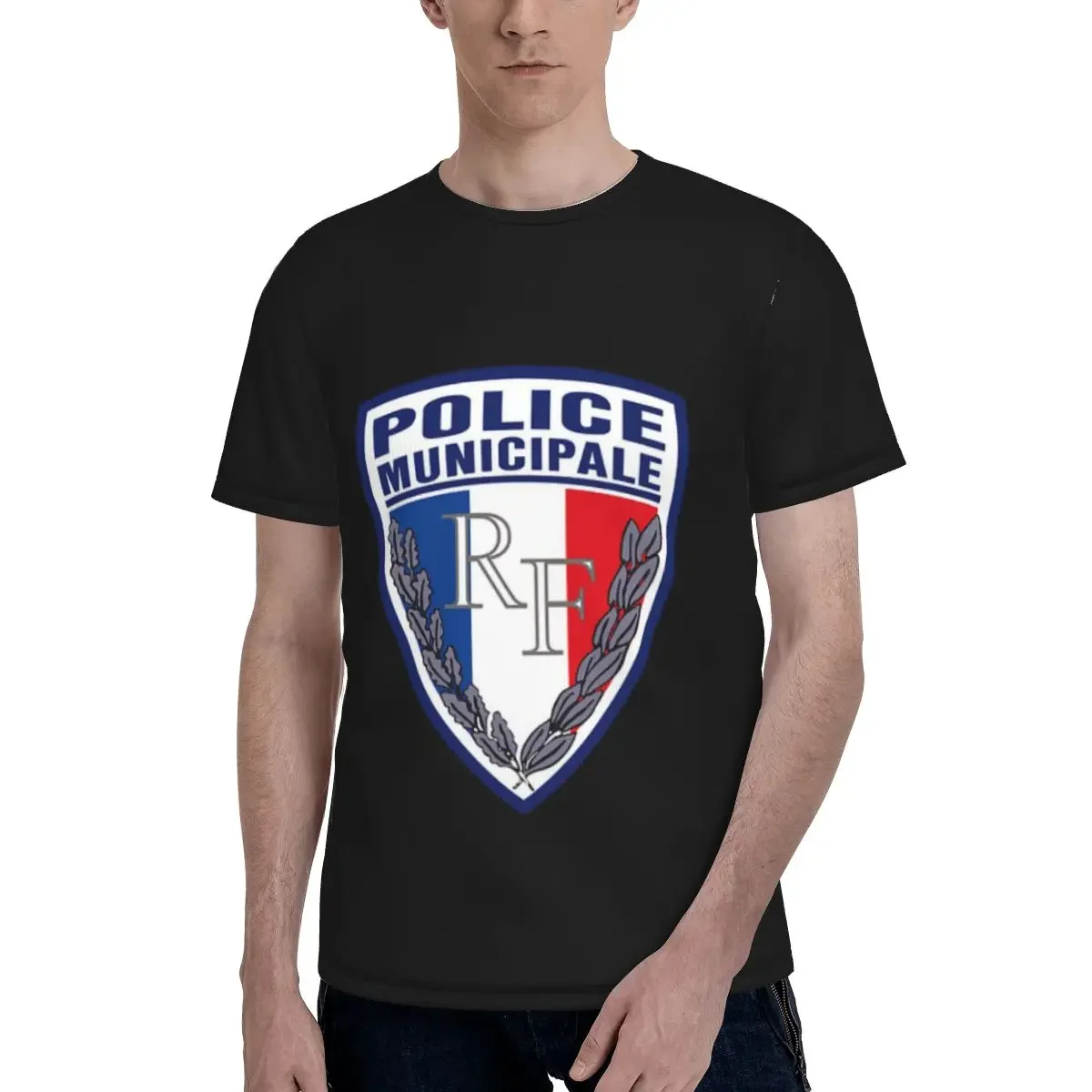 Camiseta con INSIGNIA de la POLÍCIA MUNICIPAL FRANCESA para hombre, camisetas de algodón, camisetas de manga corta con cuello redondo, ropa de verano