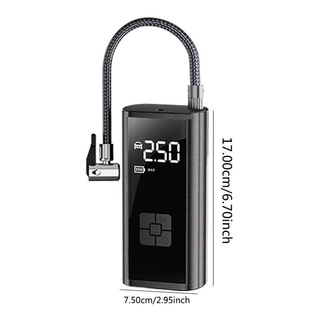 منفاخ إطارات محمول لإطارات السيارات، مضخة هواء سيارة لاسلكية كهربائية متعددة الأغراض للدراجات النارية #3
