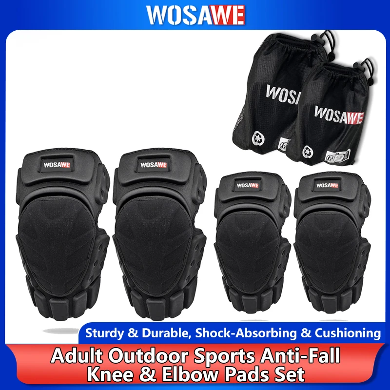 

WOSAWE Motorcycle Knee Pads Elbow Pads Set Adult Hard Shell Adjustable Guards Motocross MTB Skate Outdoor Gear with Storage Bags