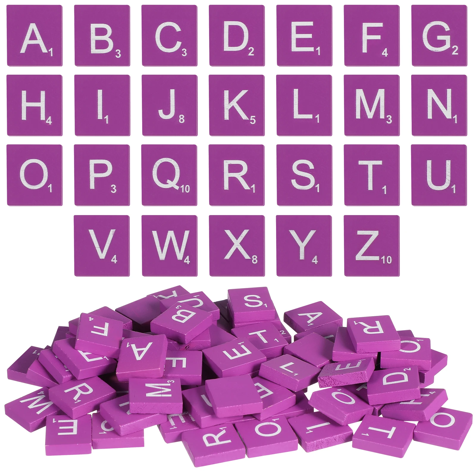 

Cute Letter Stickers Toys for Babies Baby Wood Cubes Spelling Alphabet Tile Purple Chips