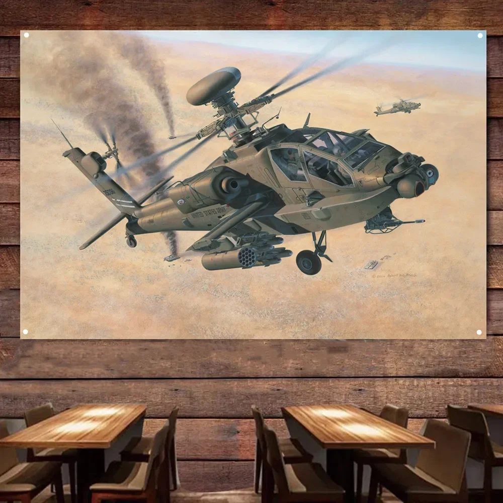 AH-64D Longbow Apache Poster US Air Force Military Banner - Collectible Art Works Gift By Army Fans - Aviation Art Decorative