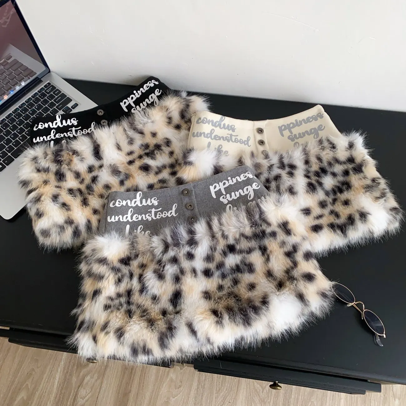 2000s y2k Hot Girl Style Leopard Print Plush Stitching Skirt Women's Autumn and Winter 2026 New Fashion Street Wear Skirt