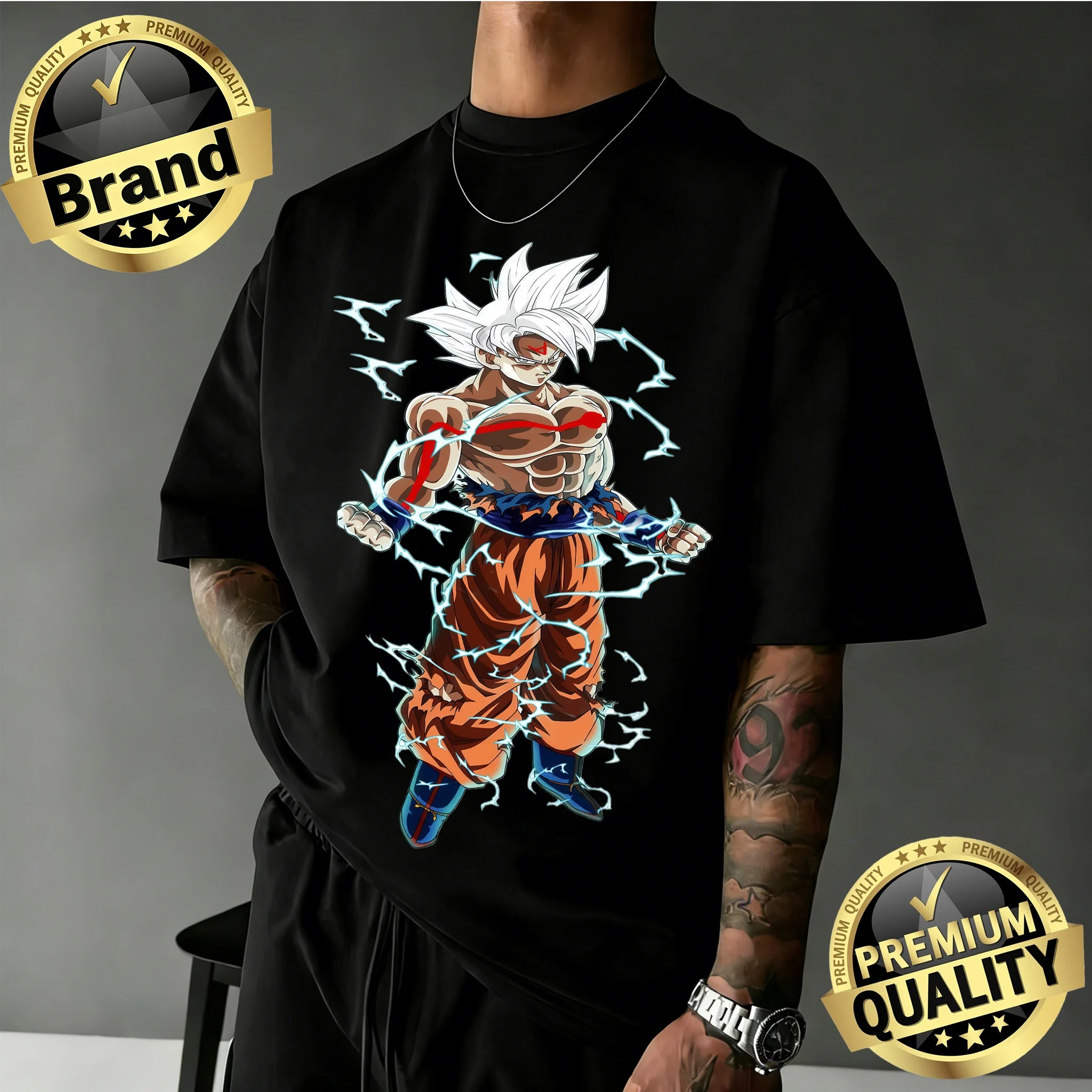 2026 Neuerscheinung Dragon Ball Übergroßes Retro-Anime-T-Shirt |   Goku Ultra Instinct Retro-Grafikdruck-T-Shirt aus 100 % Baumwolle für die Familie