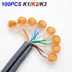 100PCS Rj45 Connector Crimp Connection Terminals K1 K2 K3 Connector Waterproof Wiring Ethernet Cable Telephone Cord Terminals