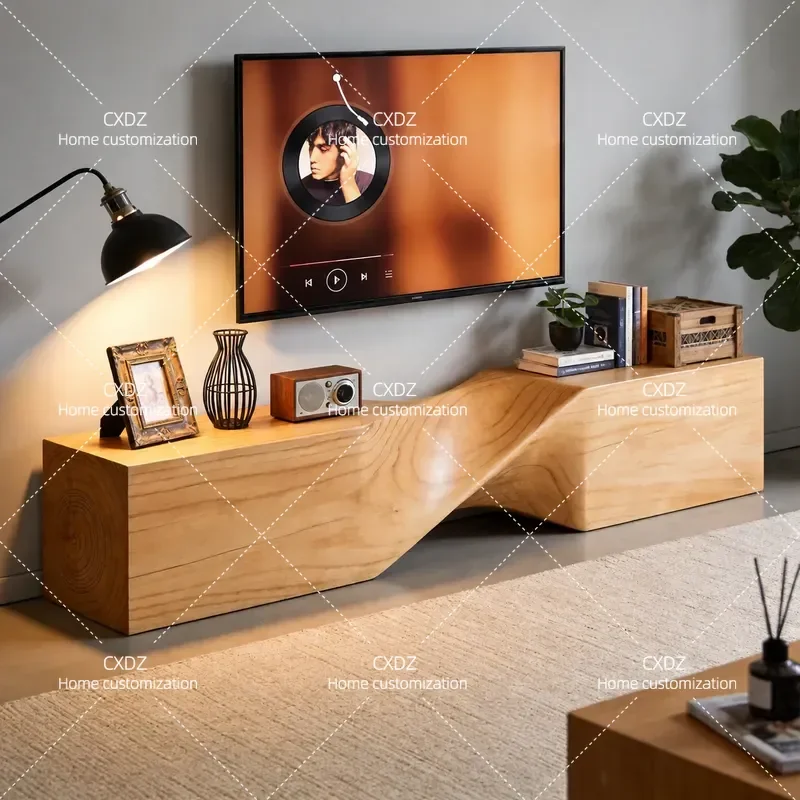 Nordic solid wood TV cabinet log bench bed and breakfast bedside bench shopping mall hotel rest shoe changing bench creative