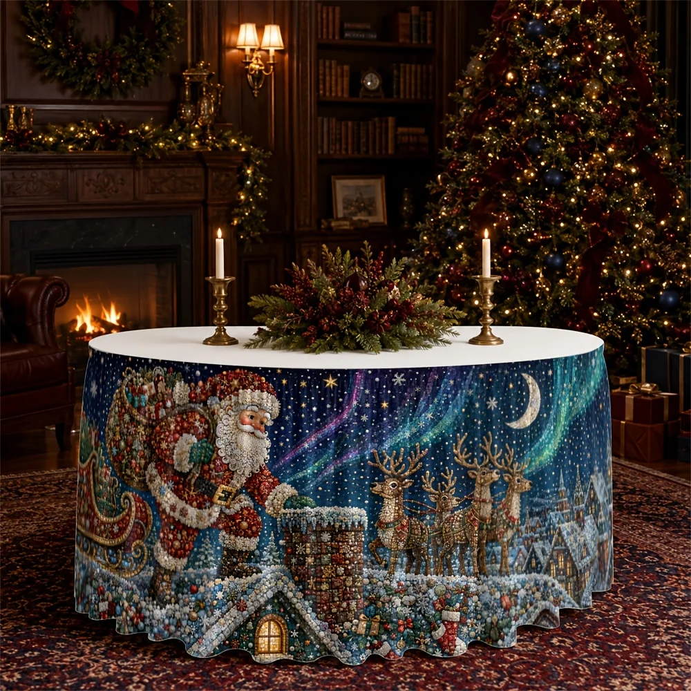 Table skirt/tableskirt Christmas, night sky, aurora, reindeer, igloo, festival, winter, Christmas, send a tablecloth