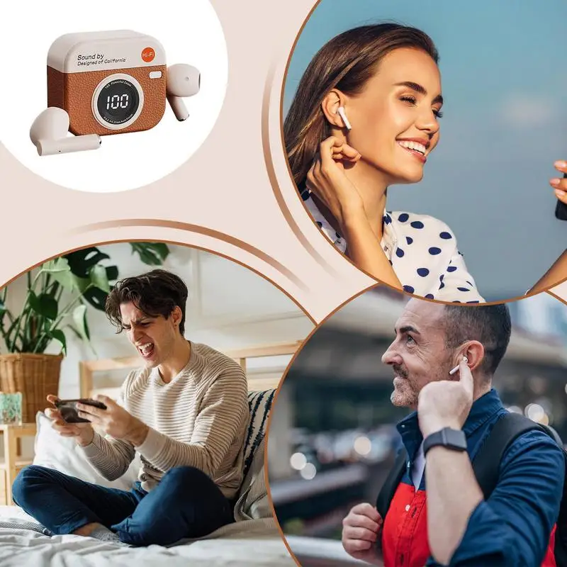 Auriculares deportivos Semi intrauditivos con cancelación de ruido, estuche de carga para cámara, batería de larga duración, auriculares para teléfonos para adultos, juego en casa