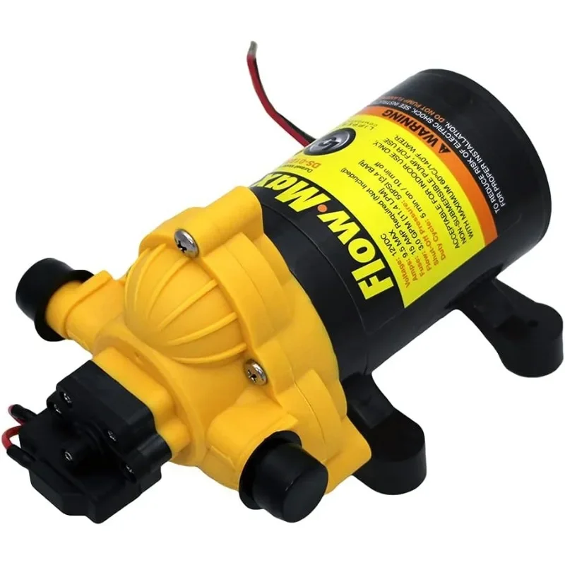 Flow Max 12V RV Water Pump, 3.0 GPM, 50 PSI, 9.5 Max Amp, Self-Priming, Screen Included - 689052