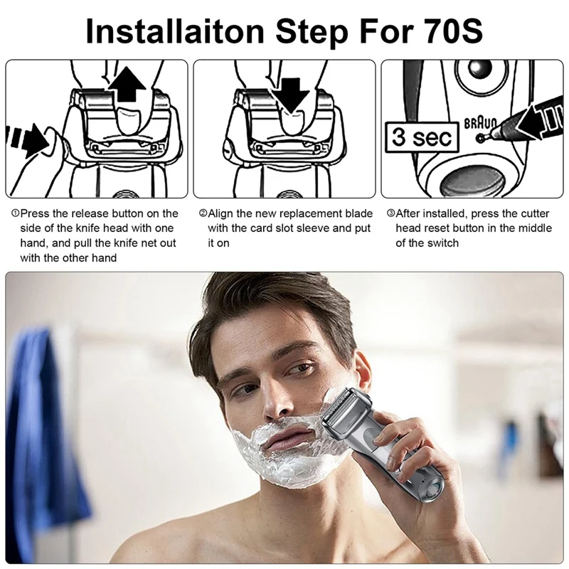 電気シェーバーの交換部品,フォイルシェーバー,7シリーズ,モデルs720,750cc,760cc,790cc,9565, 9595, 3パック