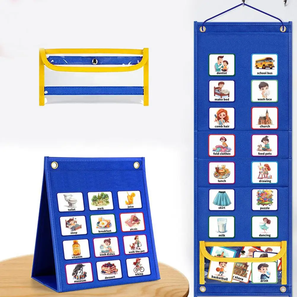 Tabla de Horario Visual para niños, herramienta de aprendizaje de rutina de trabajo diario, plegable, línea de tiempo Visual, suministros escolares para el hogar, 2 en 1, 1 Juego