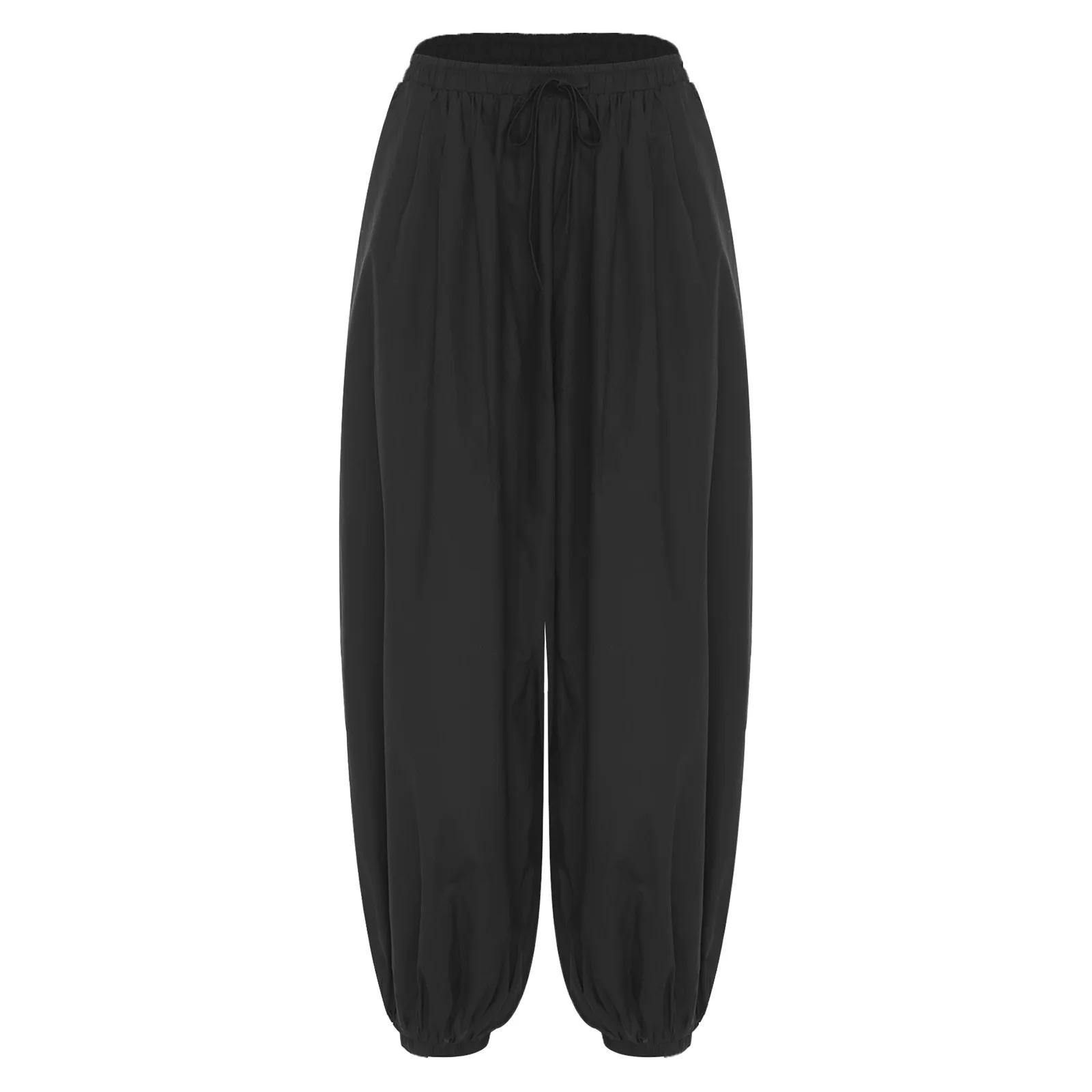 

Women Casual Lantern Pants Elastic Waistband And Leg Openings Pockets Loose Palazzo Long Pants for Daily Outing Shopping Weekend