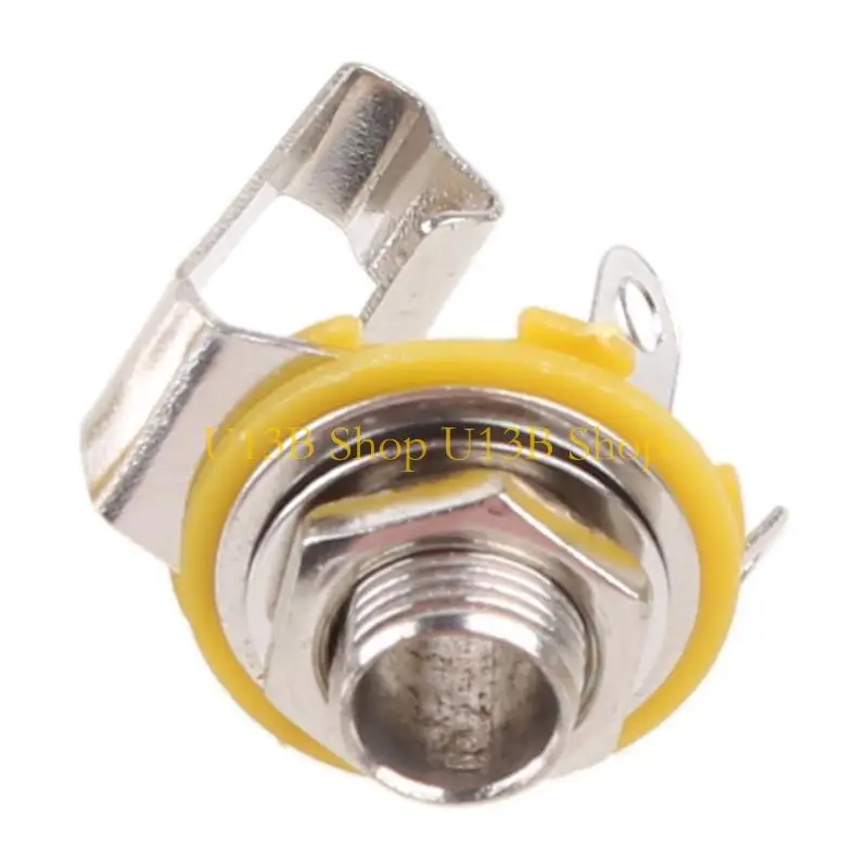 U13B 10Pcs 6.35mm (1/4inch) Female Mono TS Socket Panel Mount Jacks Patch Cables Microphone Connector Adapter