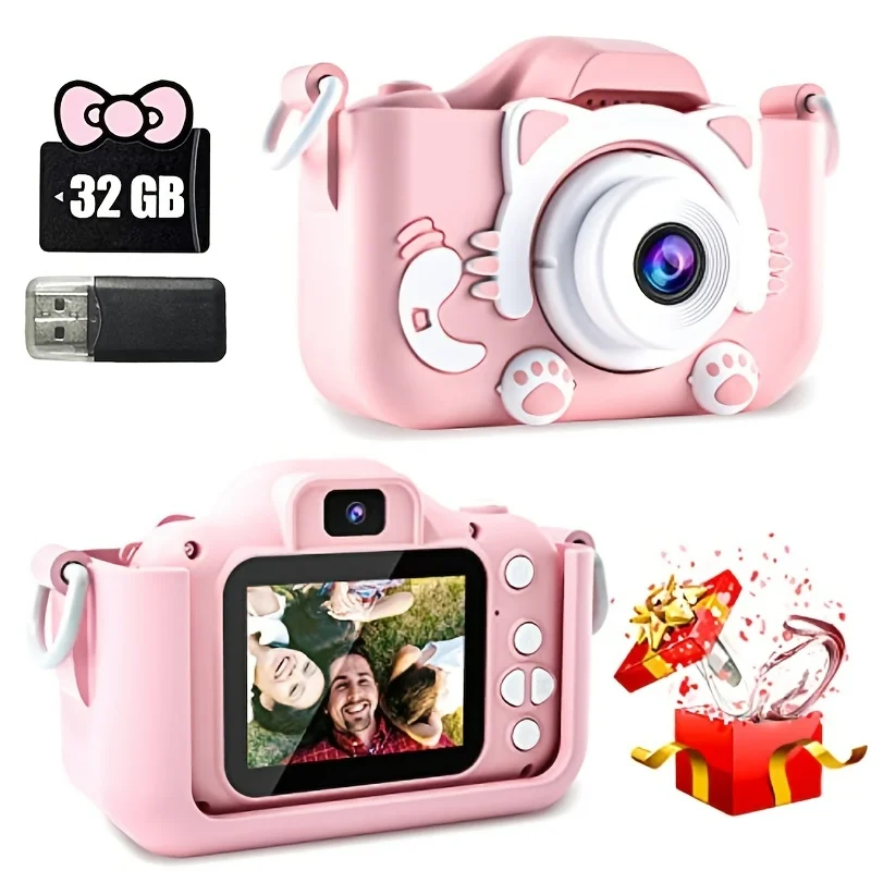 Kids Camera for Toddlers Childrens Boys Girls Birthday Gifts Selfie Digital Toy Camera with 32GB SD Card