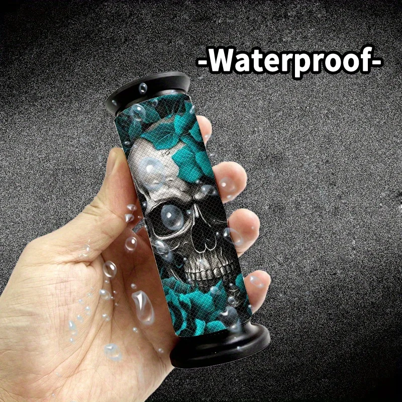 

2Pcs Teal Skull Rose Stickers - Waterproof Vinyl Decals for Motorcycle Handlebar Scooter Bike, Halloween Gothic Auto Accessory