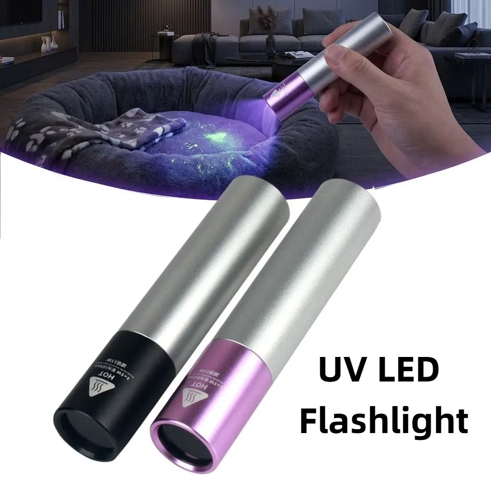 365nm Wavelength UV LED Flashlight 15 Watt Power Rechargeable Battery Ultraviolet LED Flashlight Aluminum Alloy Body