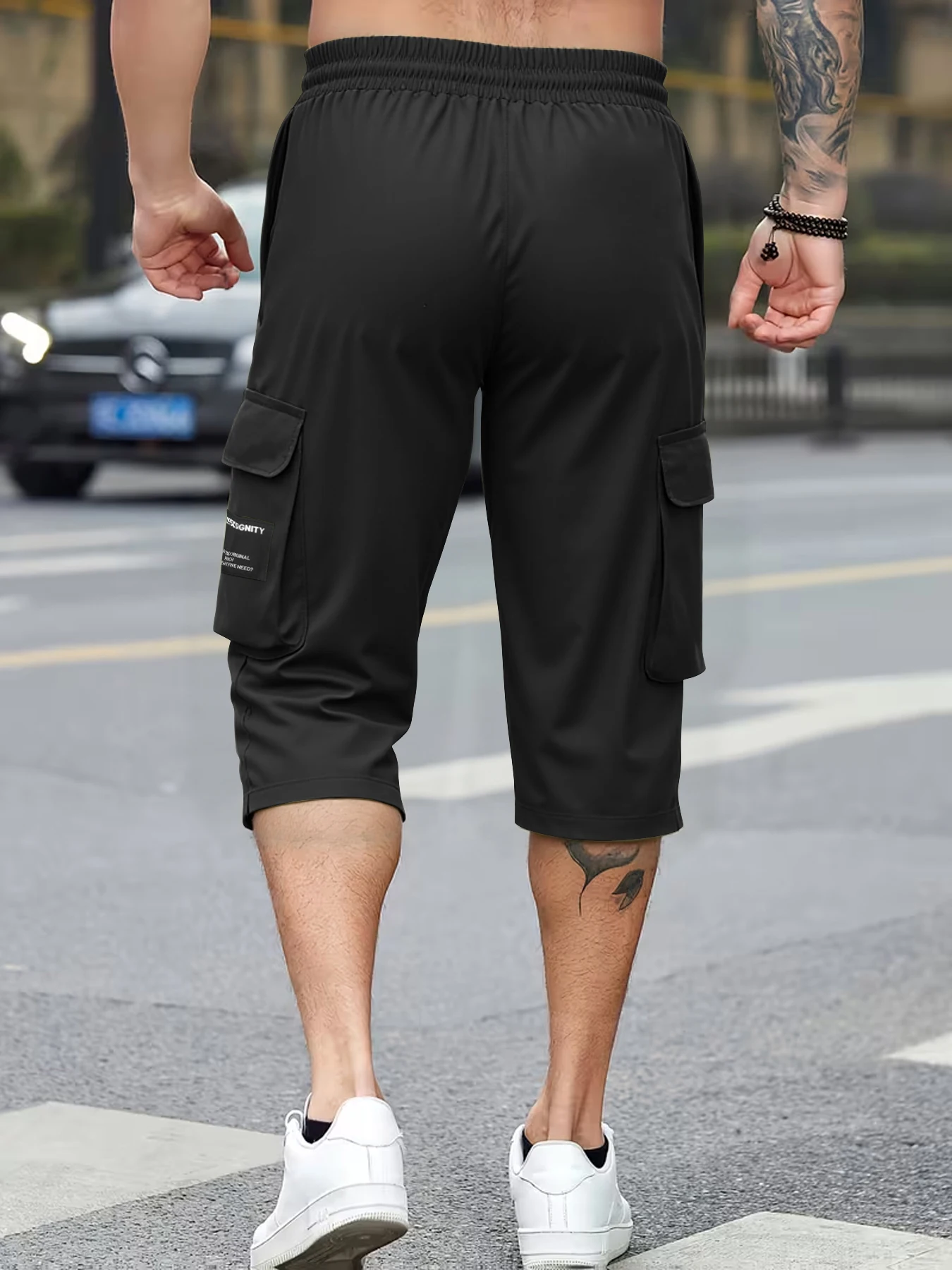 Herren-Shorts, kurze Hosen, lässige Outdoor-Sporthosen, gewebt, elastisch, weich und bequem, einfarbig, einfache Hosen, geeignet für den Außenbereich. – Detail 2