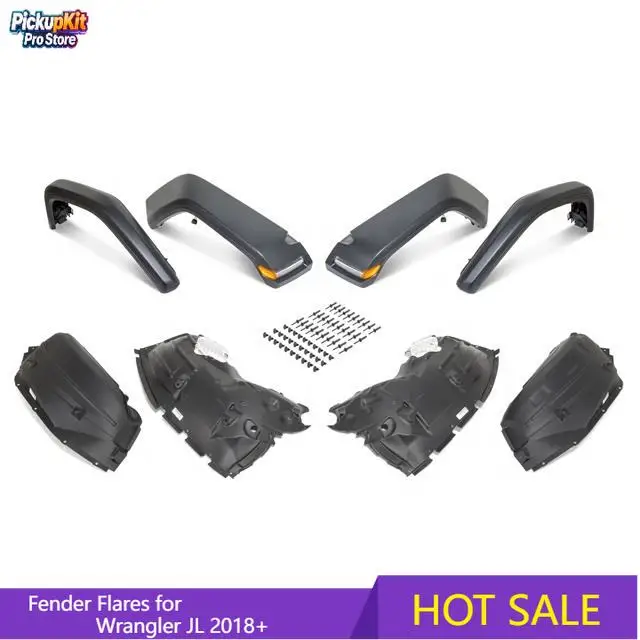 

High Front Rear Fender Flares with Lights Inner Kit Auto Parts Accessories for Wrangler JL 2018+