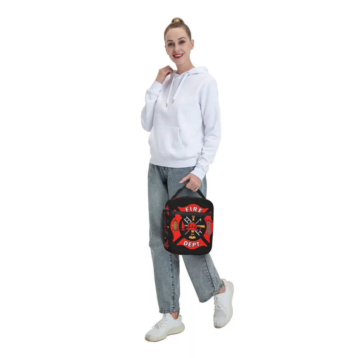 Firefighter Department Logo Thermal Insulated Lunch Bag Portable Lunch Container for School Office Outdoor Storage Food Box