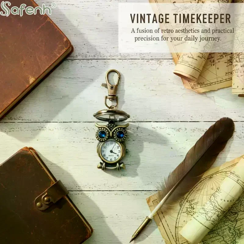 Tiny Cute Owl Shaped Pendant Pocket Watch For Kid Men Women Retro Quartz Pocket Clock Gifts Arabic Numerals Dial
