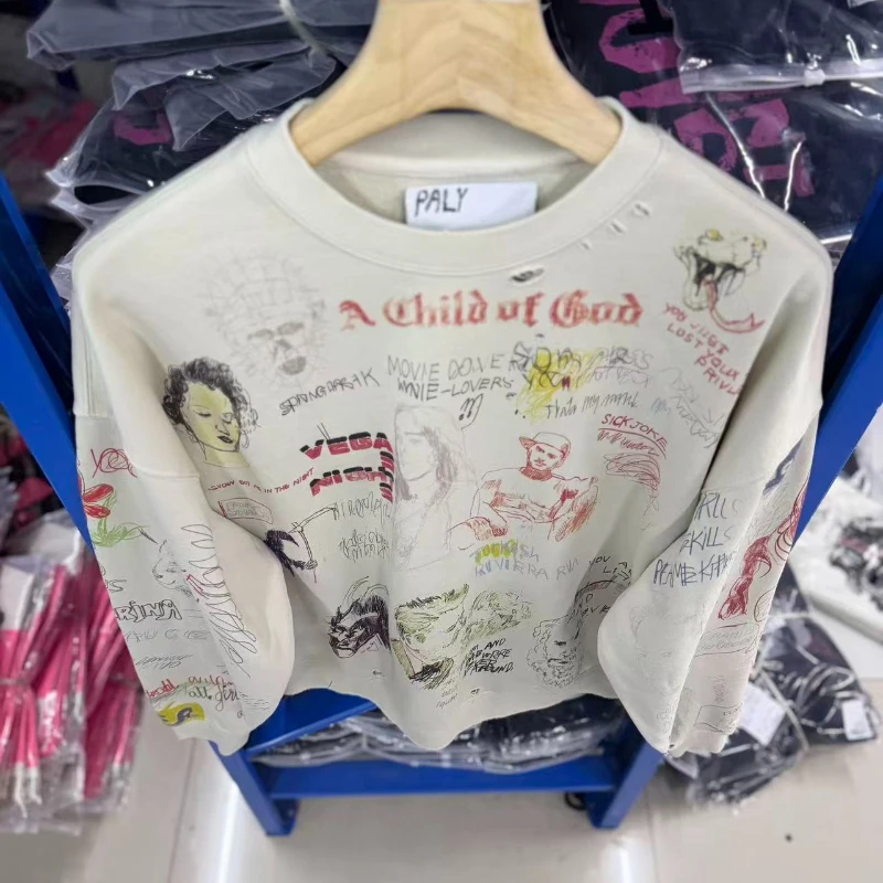 Paly Hollywood GOOD TIMES ARE OVER Sweatshirts Men Women High Quality Graffiti Print Oversized White Pullover