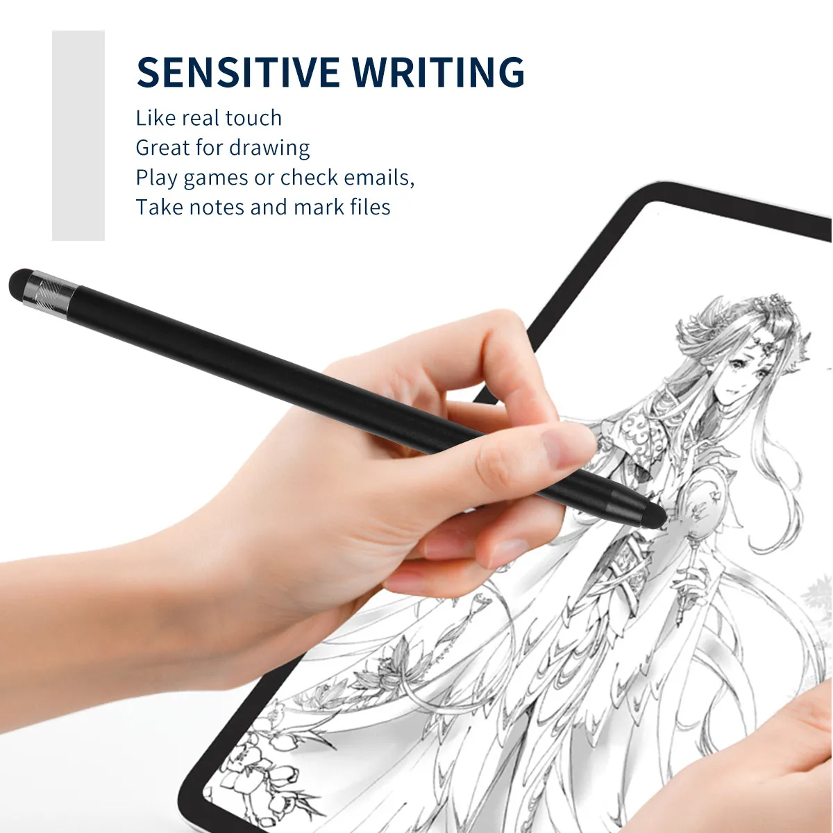 2Pcs Stylus Pen for Phone Tablet Capacitive Touch Screen Pens Lightweight Natural Writing Feel Double Head Design