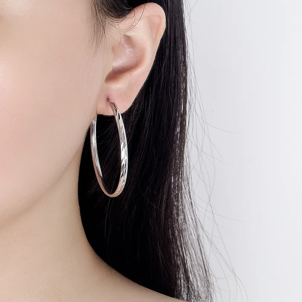 Real 925 Sterling Silver 30/40/50/60mm Twisted Rope Shape Hoop Earrings for Women Classic Fine Jewelry Geometric Accessories