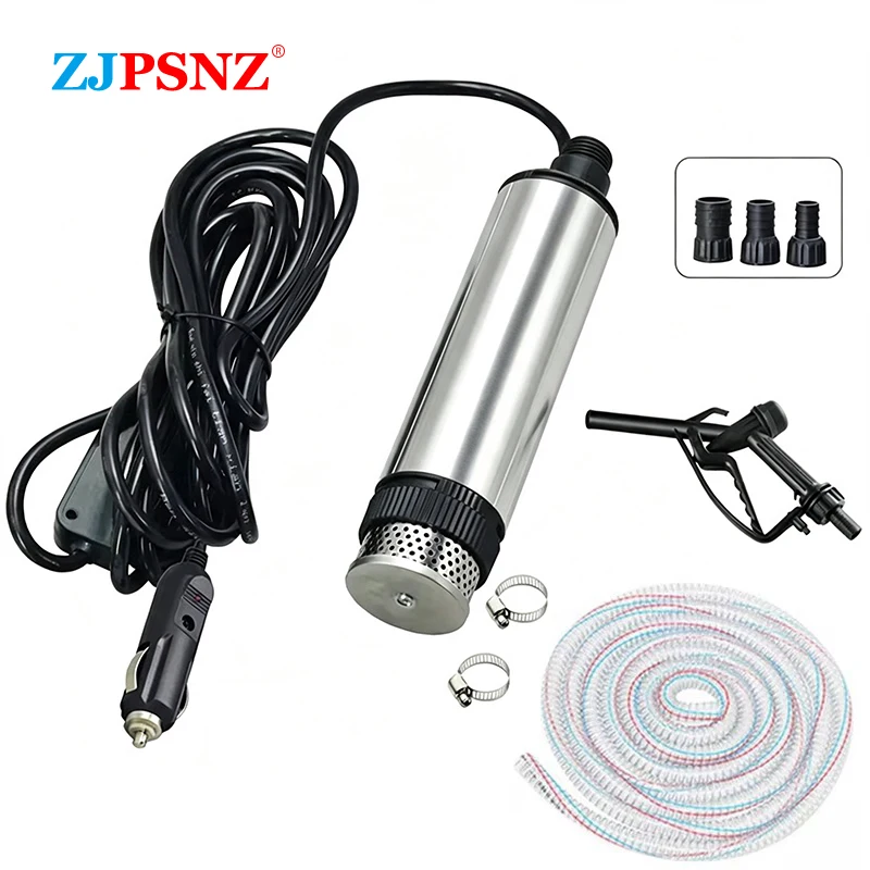 60L/min Flow 12m Head 12V 24V Car Auto Oil Pump Pure Copper Motor 265W High-power Refueling Machine Transfer Pump Sewage Pump