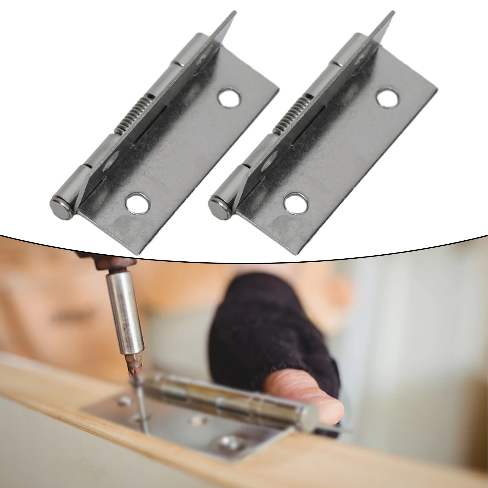 2x Spring Hinge For Cabinet Doors, Self Closing Design, Made Of Stainless Steel, Reliable And Practical For Various Applications