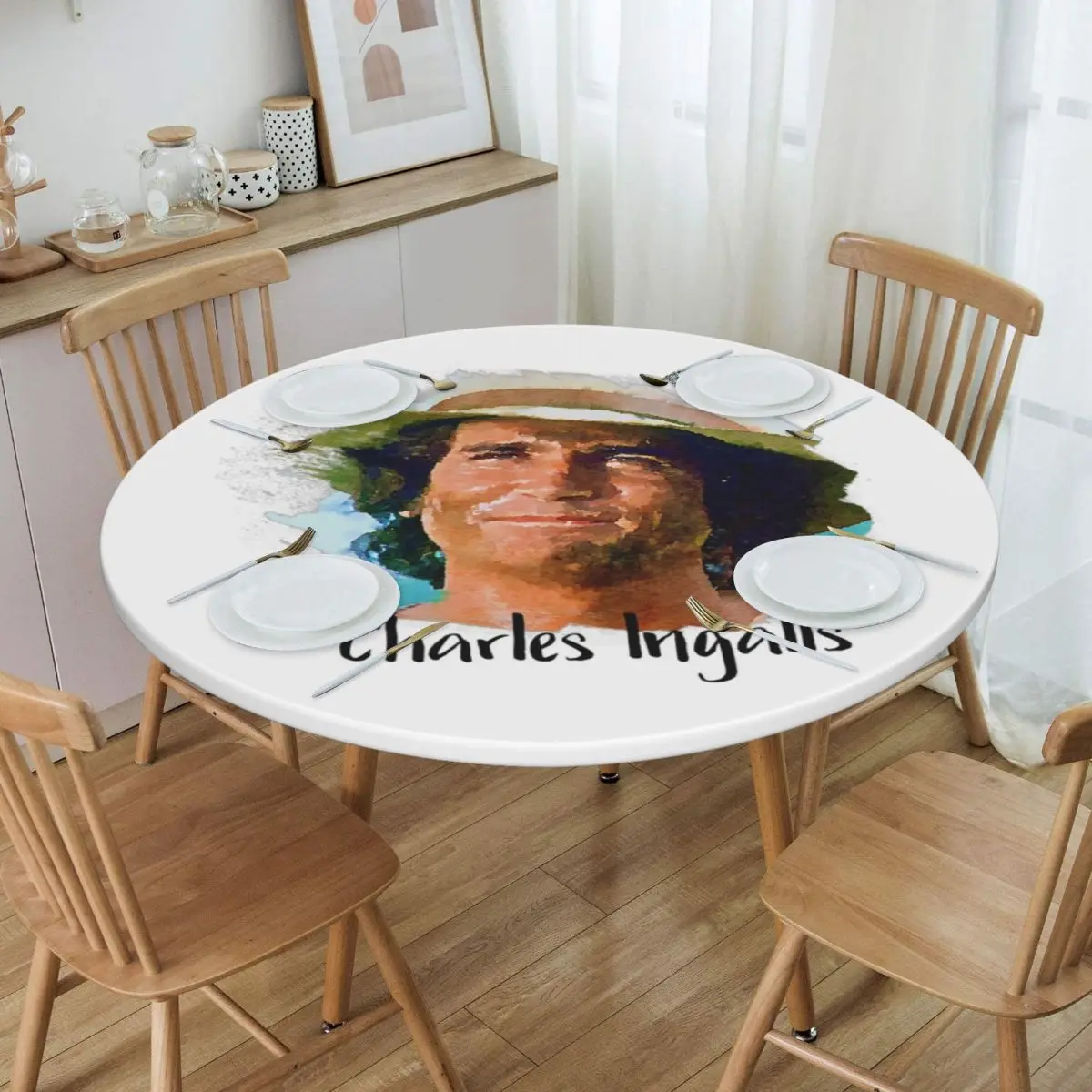 Charles Ingalls Little House On The Prairie Waterproof Round Tablecloth Oilproof Table Cloth Kitchen Events Dining Table Cover