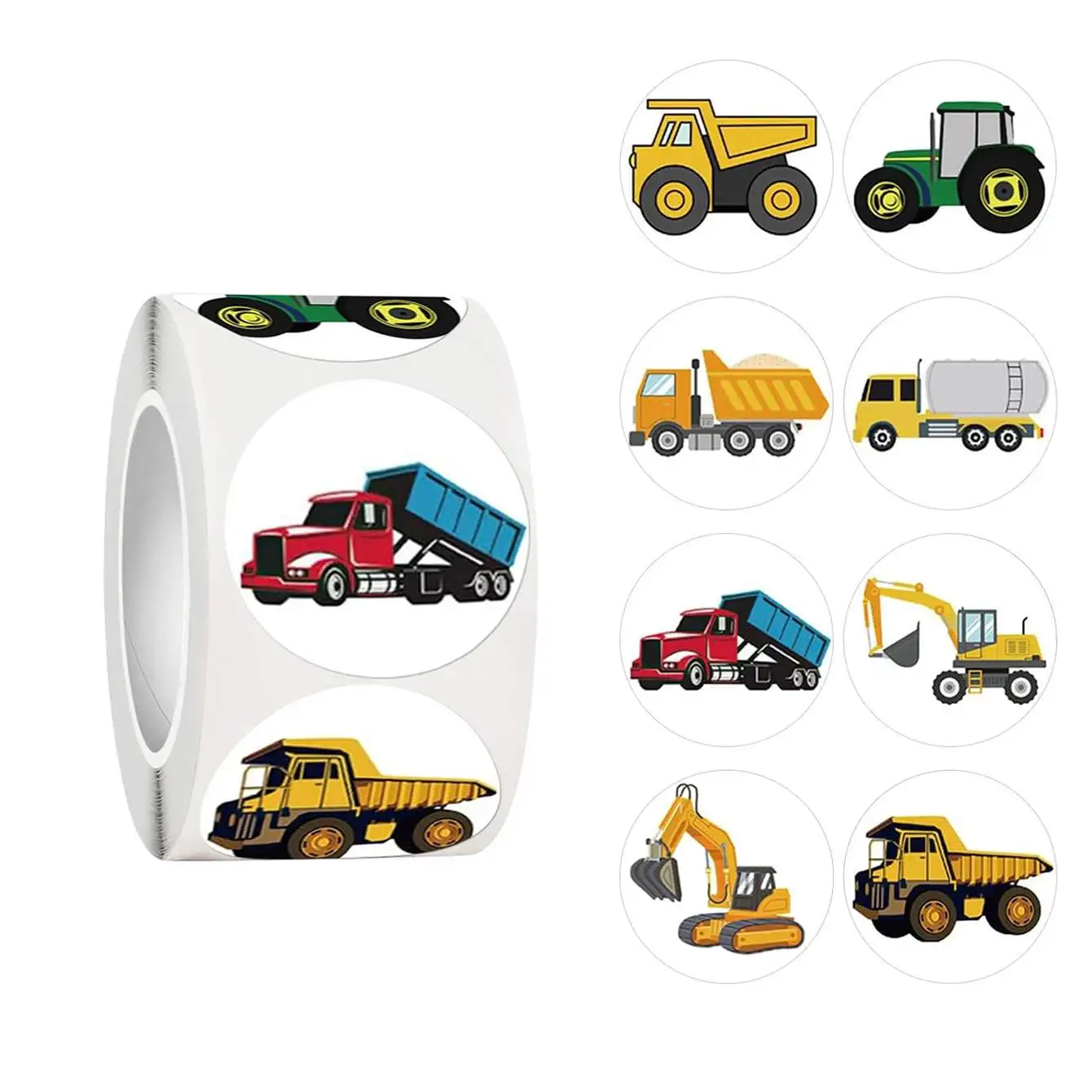 

100-500pcs 1 inch Cars Reward Stickers for Kids Construction Sticker Cute Stationery Stickers Gift Packaging Decorations