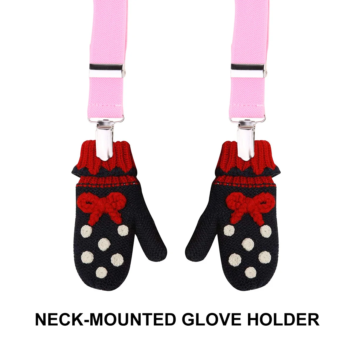 

2Pcs Children Elastic Gloves Catcher Adjustable Glove Clip Durable Gloves Holder Mittens Clip Outdoor Winter Hat Hanger Pink