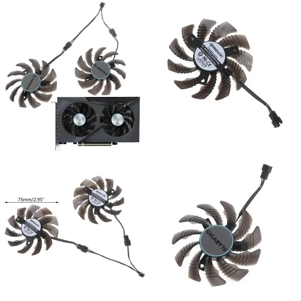 LXAA 1/2PCS 75mm 그래픽 카드 냉각 팬 PLD08010S12HH 기가바이트용 12V 0.35ACooler