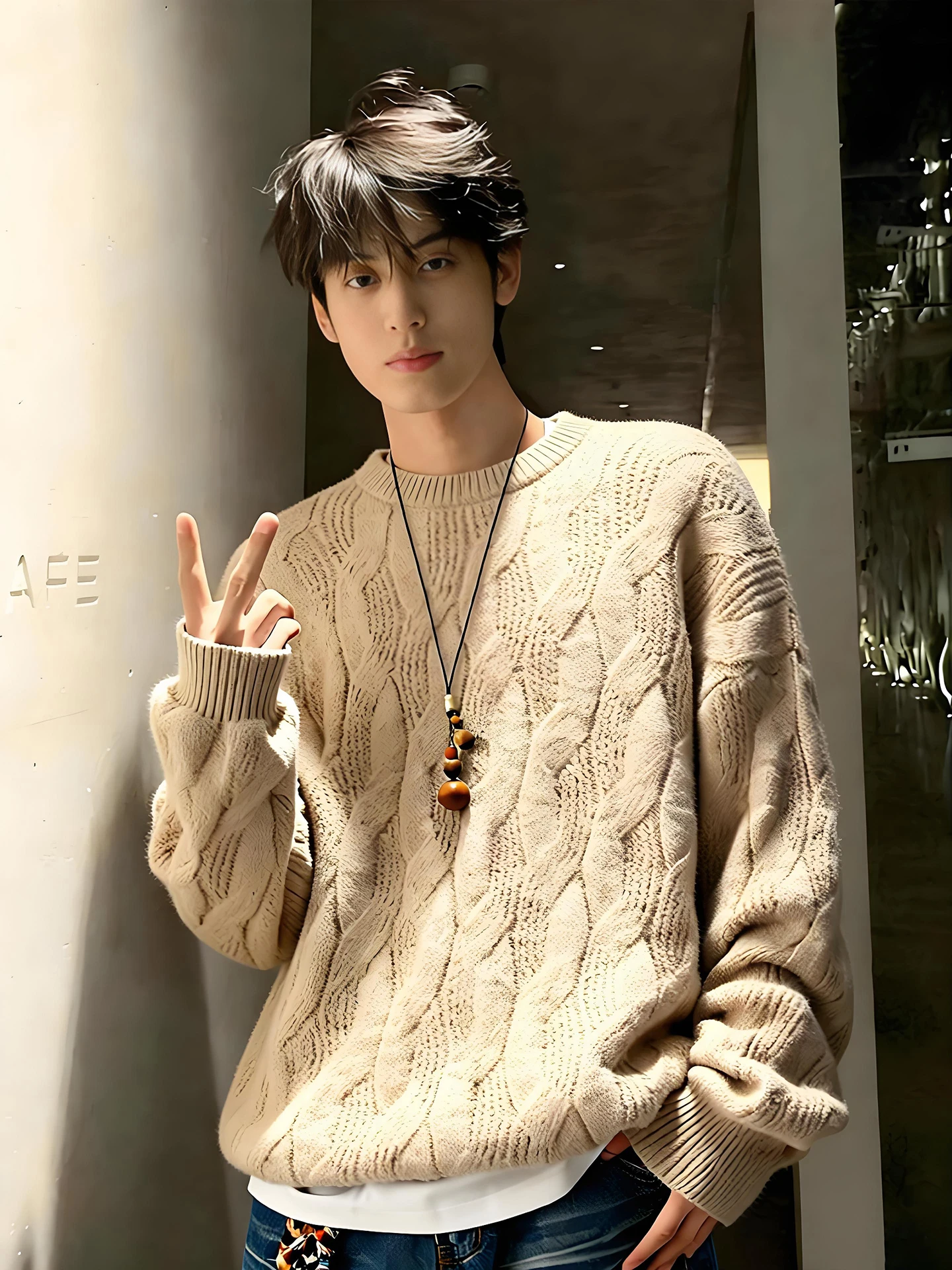 

Мужской повседневный свитер с круглым вырезом, свободный, комфортный, вязаный, для пар, в американском стиле, верхняя одежда