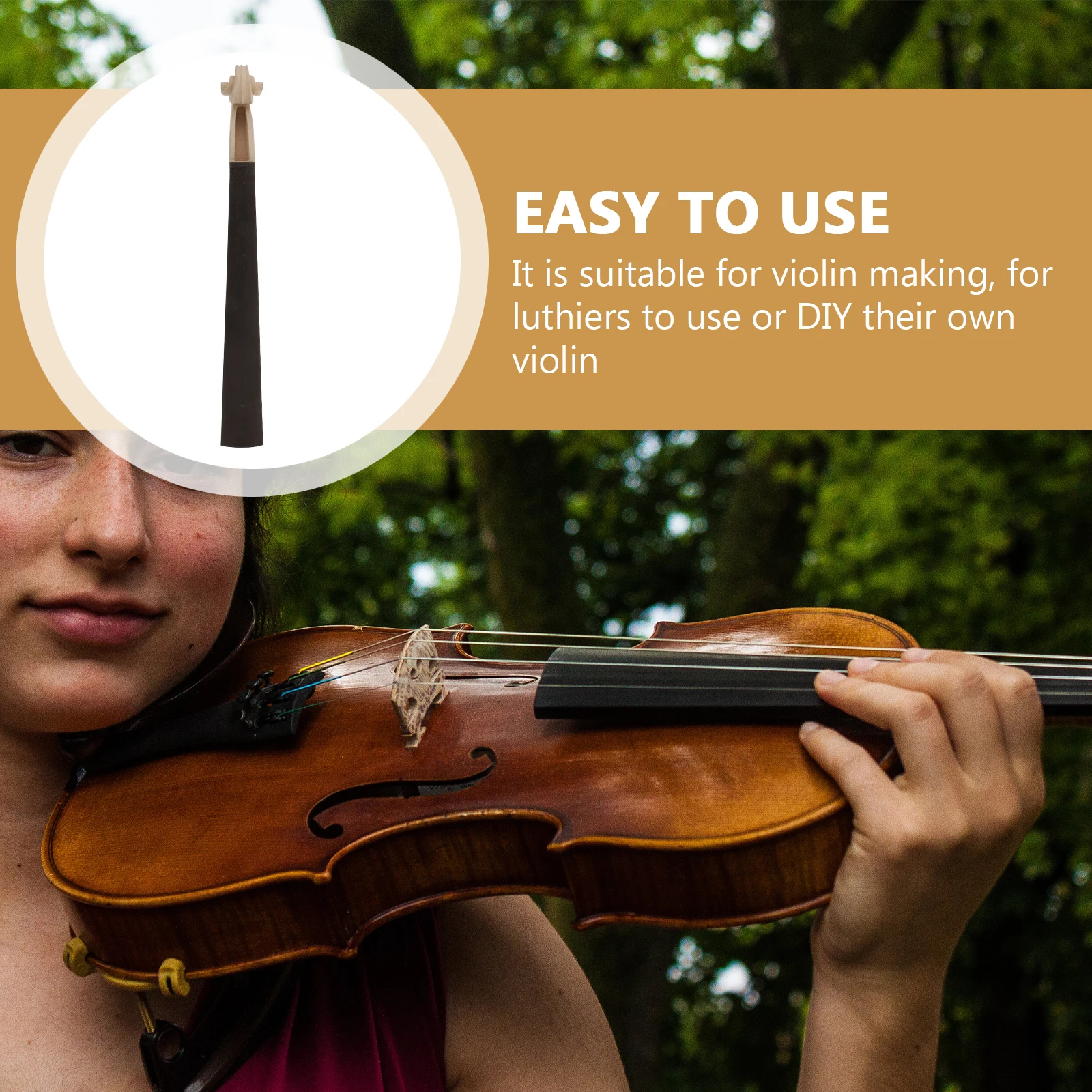 

1 Set Folk Violin Curved Fingerboard Maple Ebony Wood Smooth Durable Replacement For Luthiers Diy Violin Neck Head Accessory