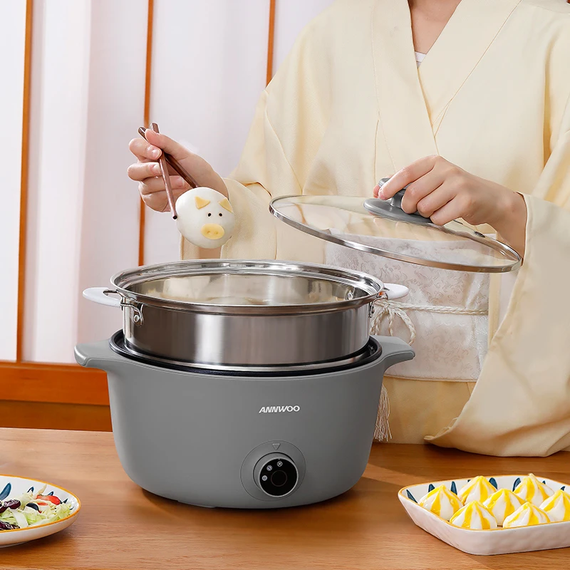 หม้อนึ่งไฟฟ้าในครัวเรือนแบบ Multi-Functional Multi-Layer ขนาดใหญ่ขนาดเล็ก Plug-In สามชั้นทำอาหาร