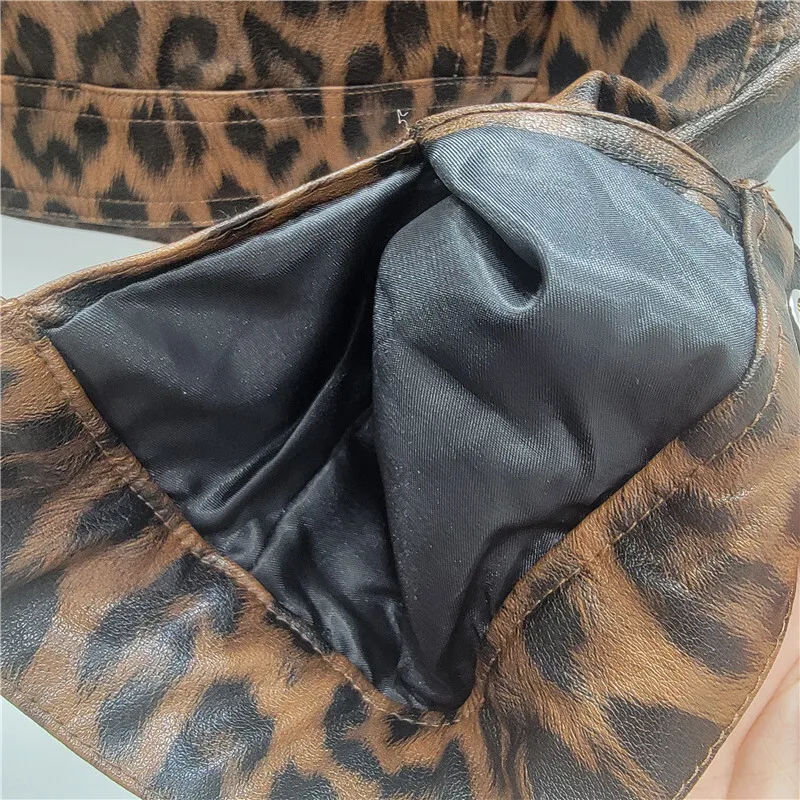 HKSH Herbst Neue Frauen Streetwear Mäntel Leopard Gedruckt Einreiher Leder Kurze Jacke Vielseitig Elegante Persönlichkeit HK8446