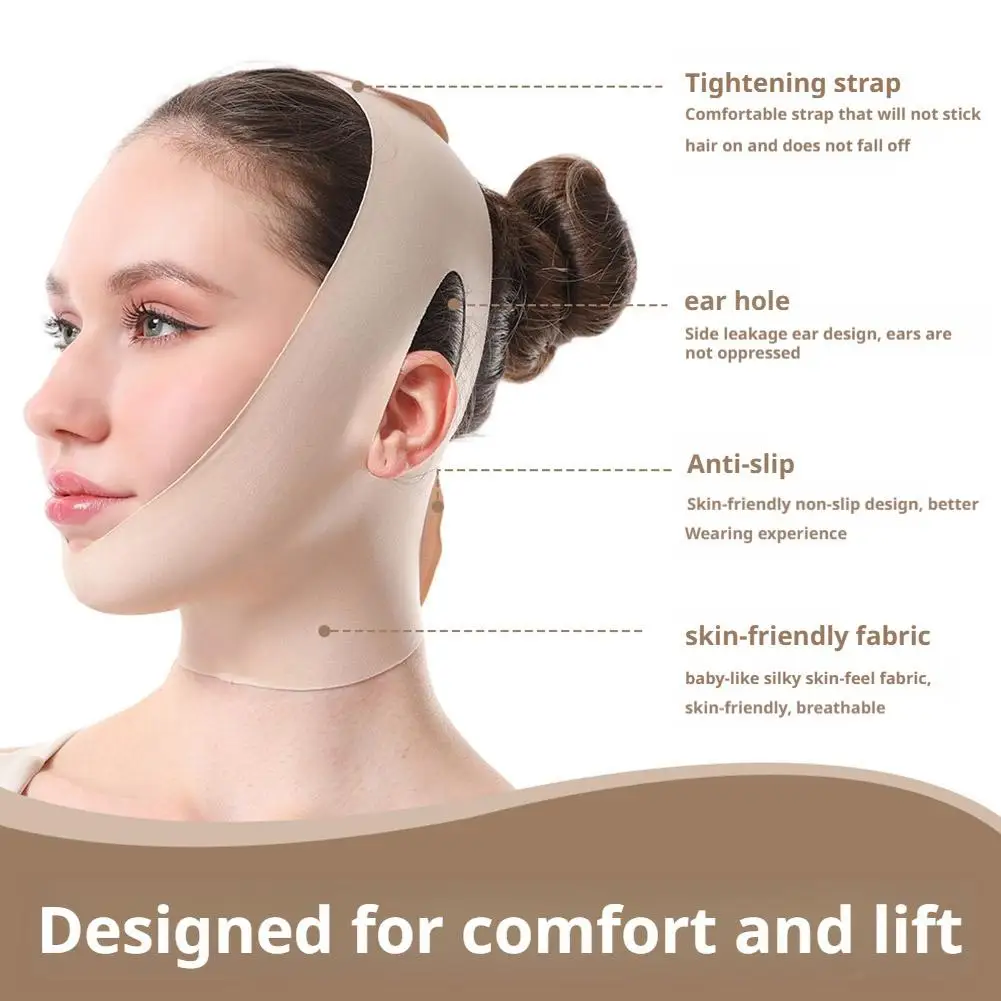 حزام رفع الوجه على شكل حرف V، قناع الوجه، ضمادة رفع الخد، مخفض الذقن المزدوج، ربط الوجه للنوم قابل للتنفس #6