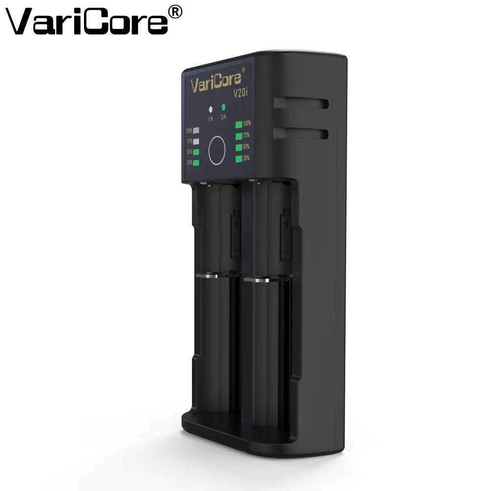 VariCore-V20i- شاحن بطارية ذكي لـ 18650/21700/AA/AAA - مؤشر LED USB TYPE-C 3.7V Li-ion 1.2V Ni-MH Ni-Cd كشف تلقائي