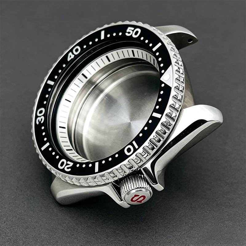 Silver SKX007 Watch Case Double Gear Bezel 3 Oclock Crown Fit Seiko SKX007 SKX009 SRPD NH35 NH36 Movements Replace Parts Case