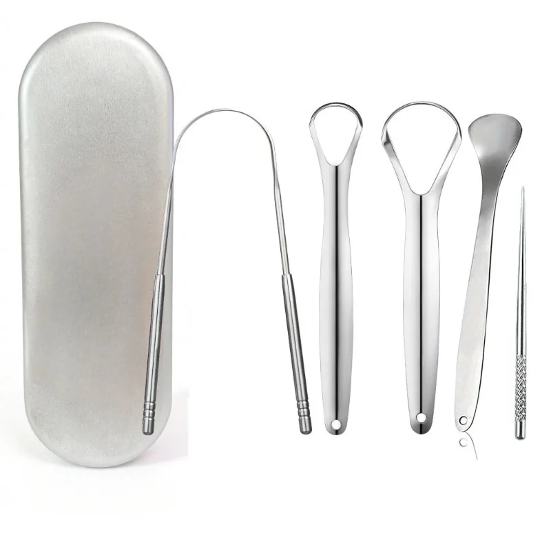 5Pcs Cartoon Big Mouth Tongue Scraper for Adults with Storage Metal Box,Reusable Tongue Cleaner Tool for Oral Hygiene