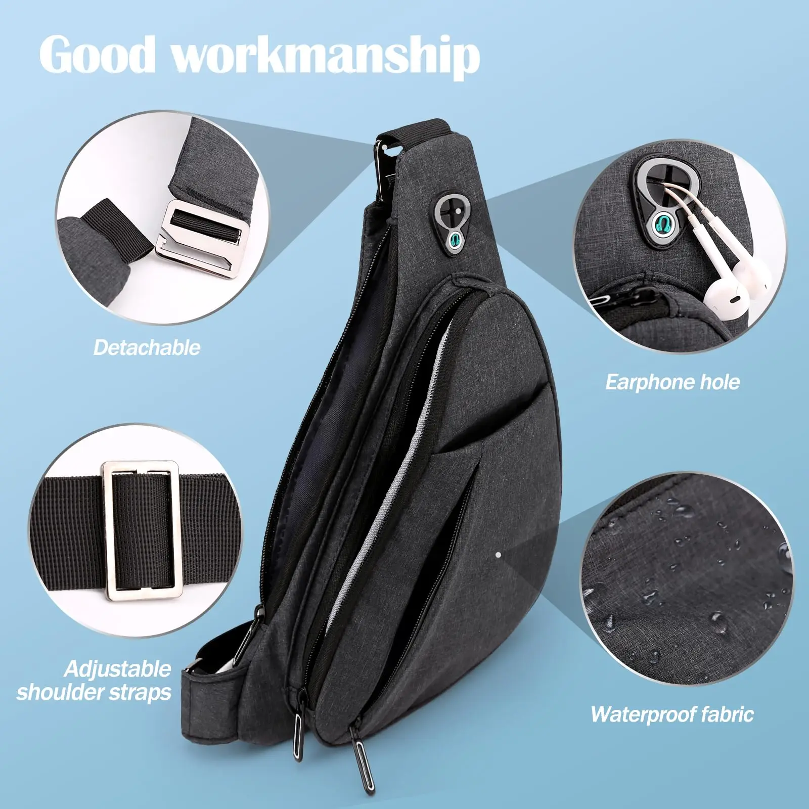 Sling Bag - Anti-theft Crossbody Shoulder Bag for Men and Women Sling Chest Crossbody Bag for Travel, Sport, Work Casual Daypack