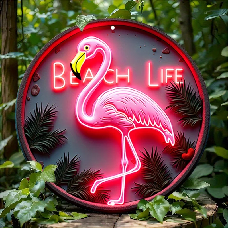 CIFBUY Vintage Flamingo Aluminum Wall Art Waterproof Metal Sign Decor Rustic Home Garage Cafe Room Decoration
