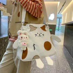 Cute Cat Shape Crossbody Bag Kawaii Ladies Nylon Messenger Bag Large Capacity School Shoulder Bag for Teenage Girls Handbags