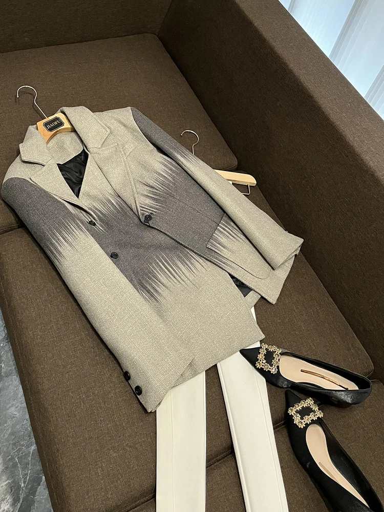 

Briti Sle, индивидуальное шерстяное пальто с принтом, женское цветное хлопковое обычное длинное пальто с воротником-стойкой, Jaet