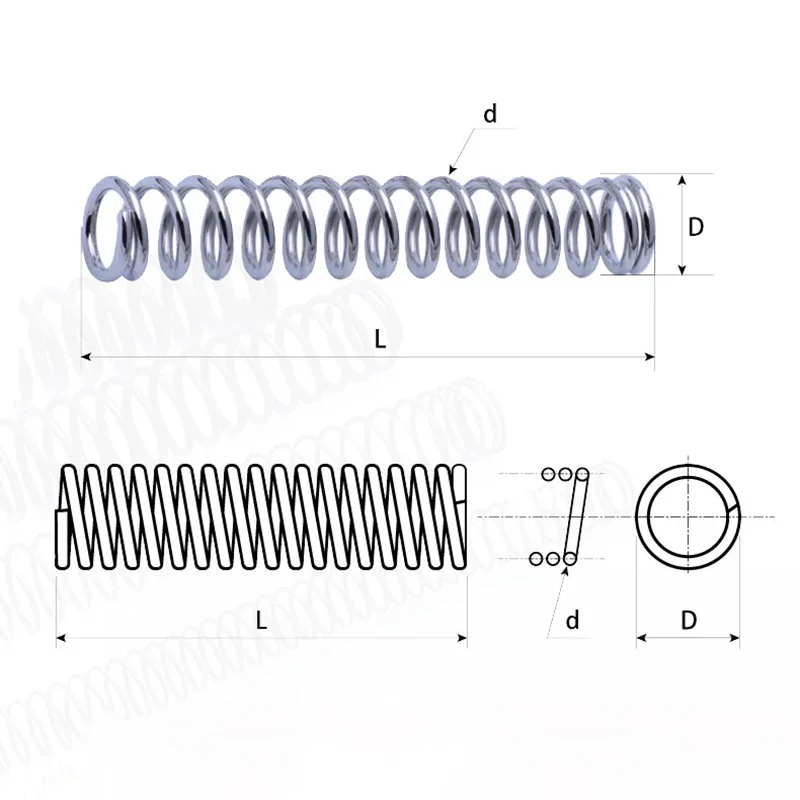 304 Stainless Steel Compression Spring Y-shaped Shock Absorption Return Spring 10pcs Wire Dia 1.2MM OD 8~20MM L:10~200MM