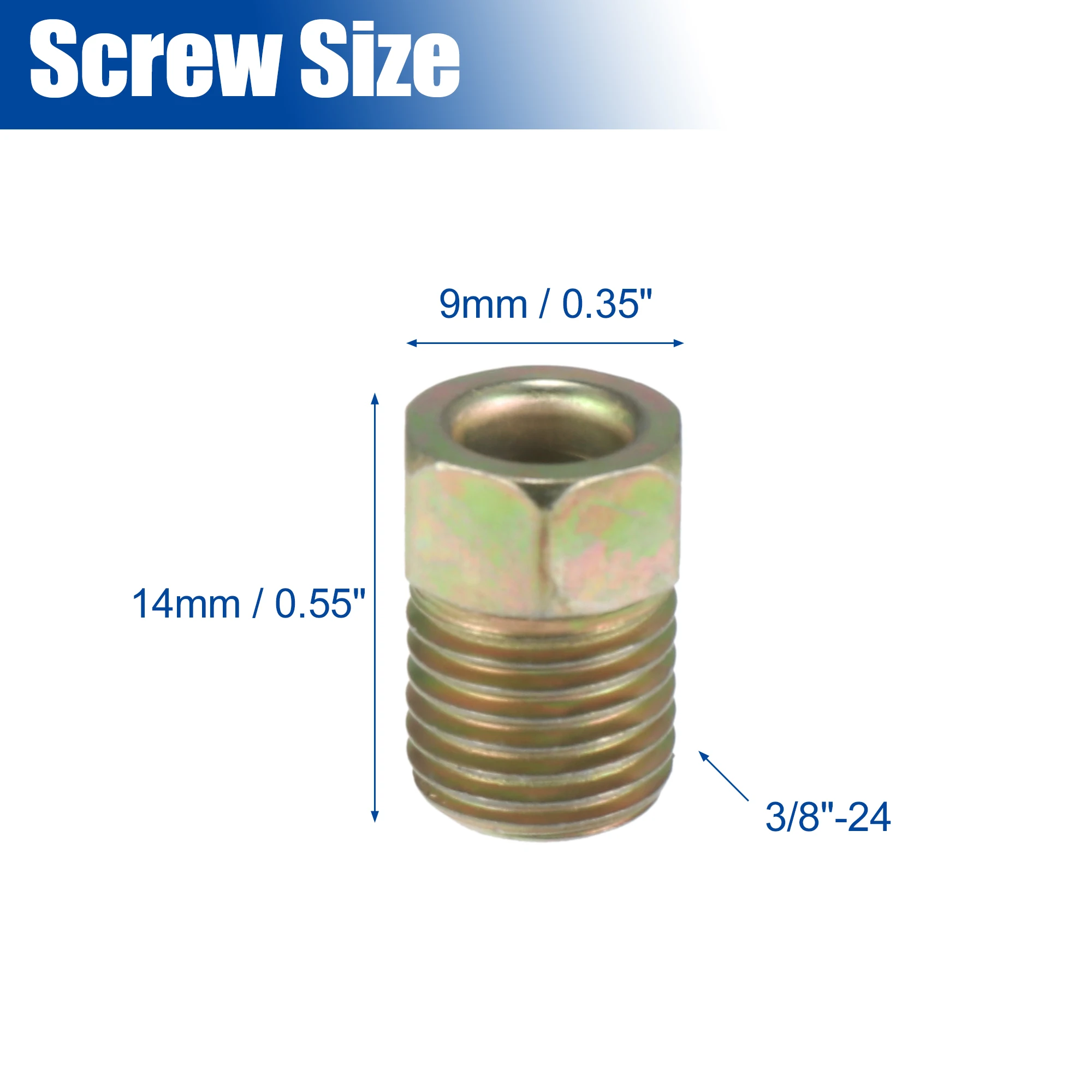 UXCELL Universal 12pcs 3/8 Inch-24 Threads Brake Line Nut Fittings Sets for 3/16\