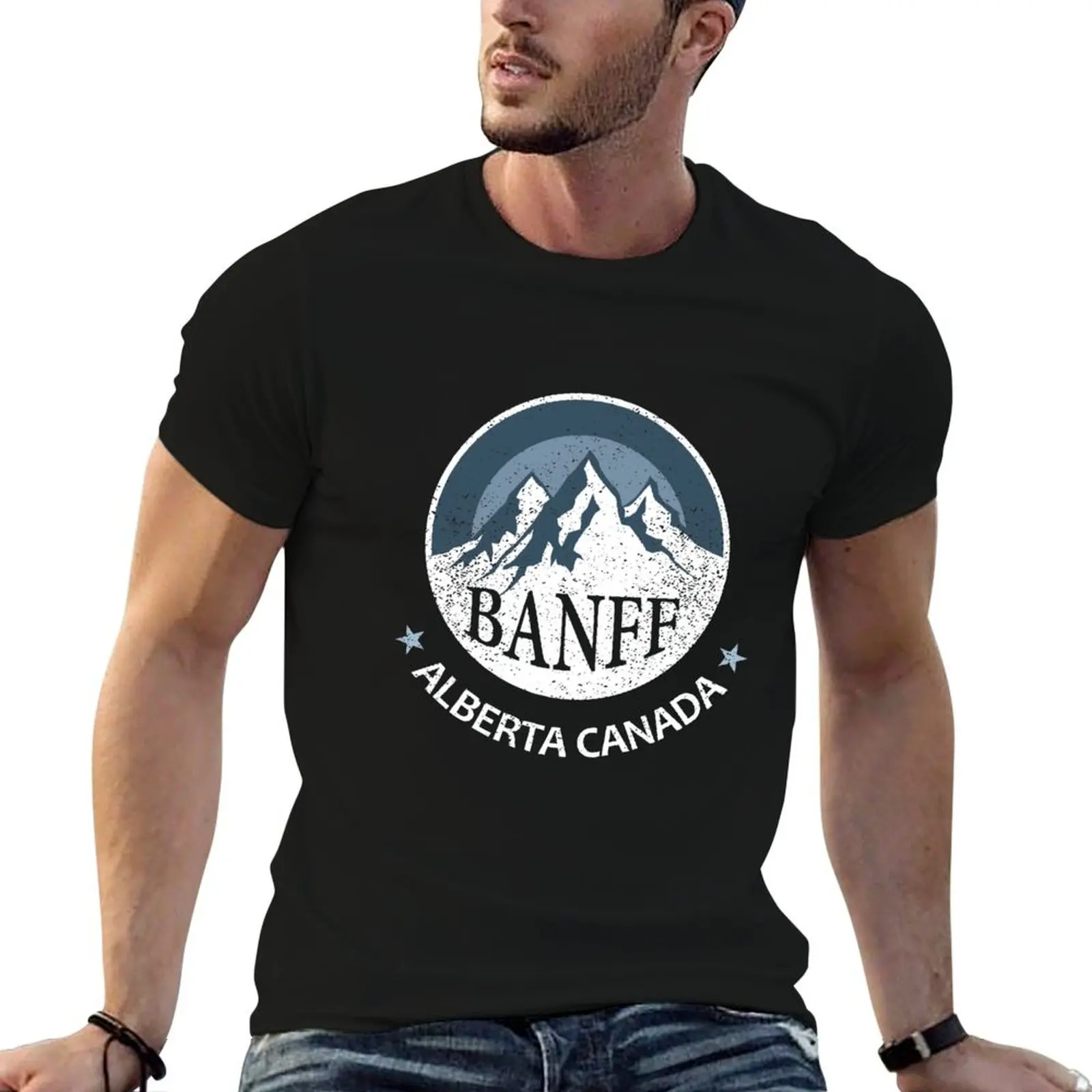 

Canada man shirts Banff funny t Mountain Black cotton T-Shirt Mug for shirts for man cotton Alberta t Town
