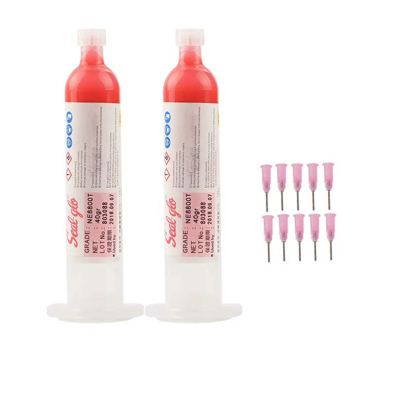 1/2pcs 30ml/38g Red Glue Epoxy Resin Adhesives for BGA Chip Resistors Capacitors IC Chips SMT SMD Repair with 10pcs Needles