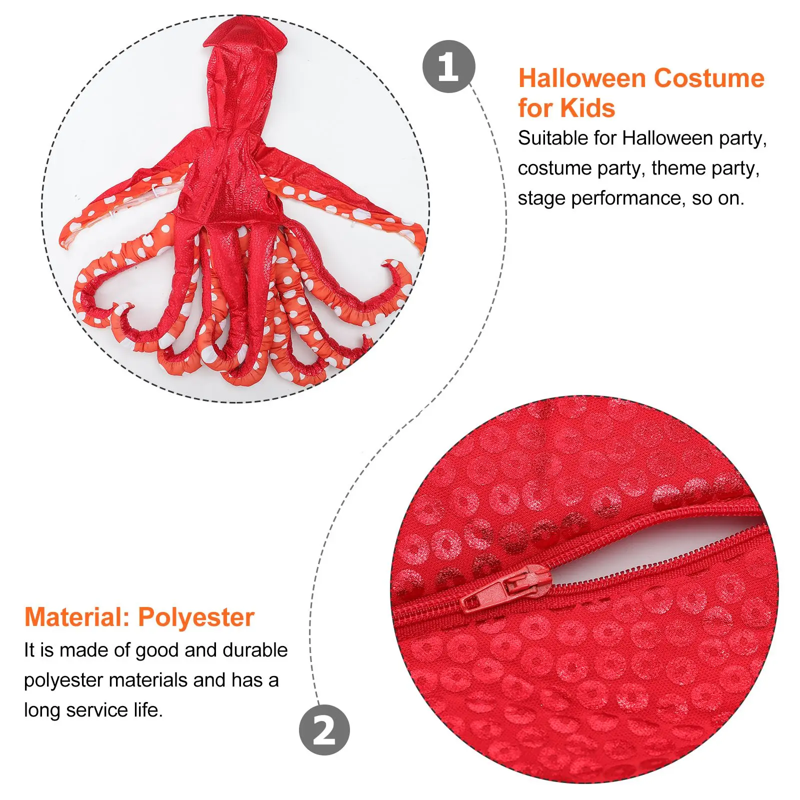 Squid Jumpsuit Costume Kids Halloween Party Outfit Role Play Dress Up Calamari Bodysuits Footies Children Wear Stage image 5